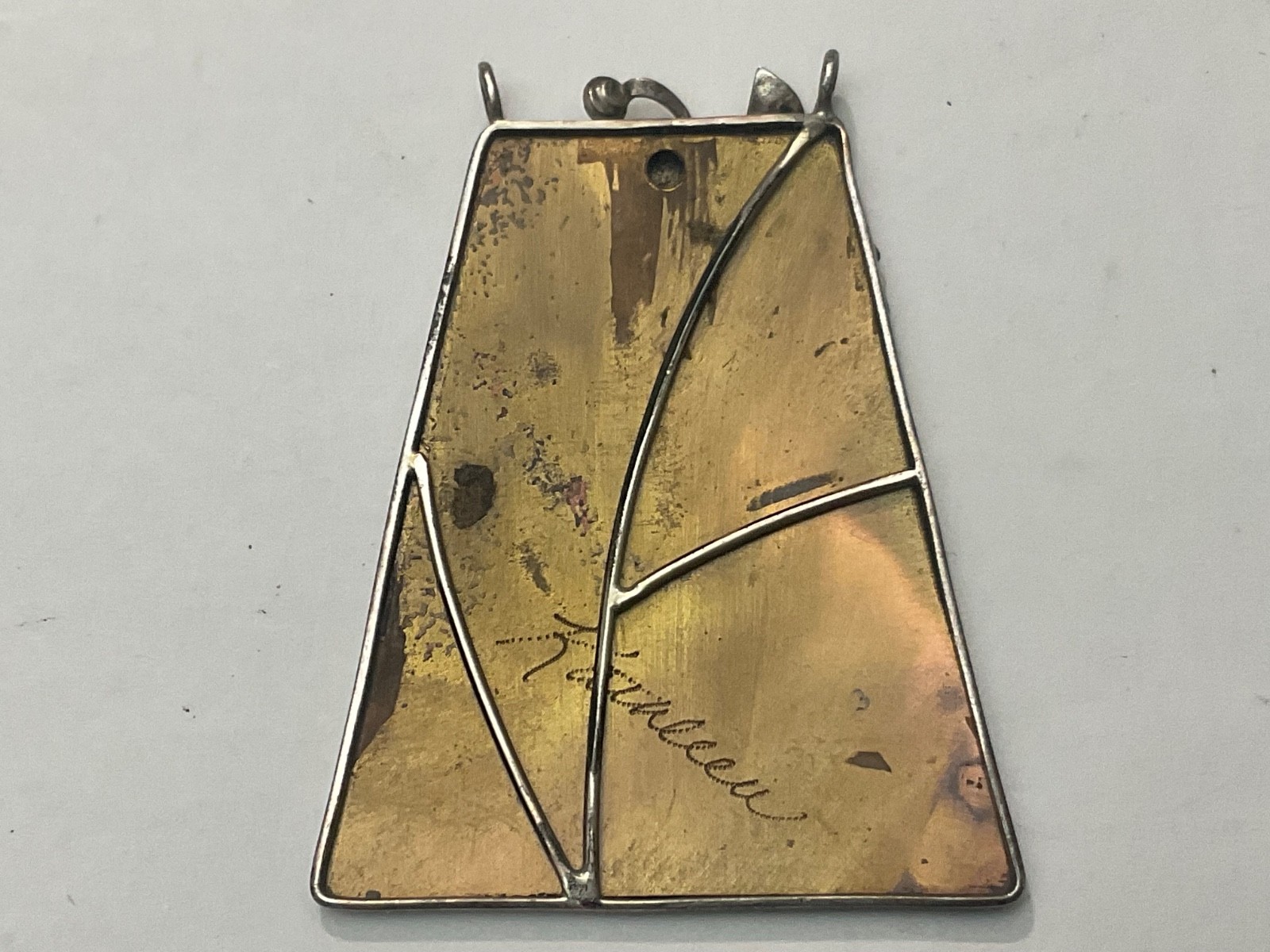 Rare Sterling Floral Mountain View Enamel Pendant Signed Rev. Kathleen Beauty