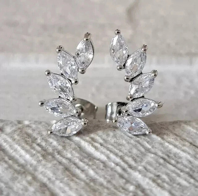 3Ct Marquise Cut Lab-Created Diamond Women’s Stud Earrings 14K White Gold Plated
