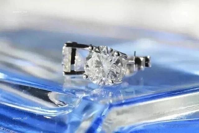 Brilliant Cut Natural Diamond 14K White Gold Prong Wedding Stud Post Earrings