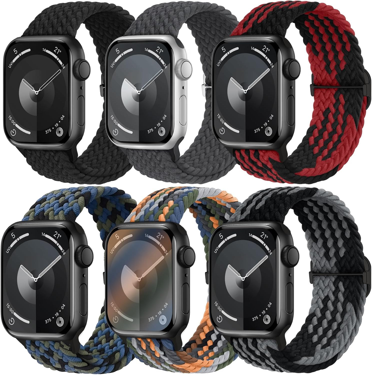6 Pack Braided Stretchy Bands Compatible with Apple Watch 38Mm-49Mm Women Men