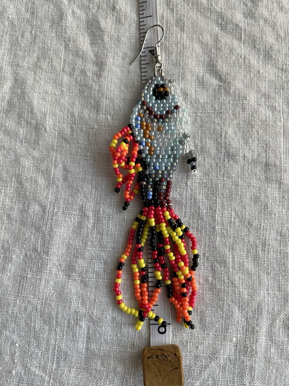 Handmade Seed Bead Fish Earrings Colorful Fringe Dangle Boho Coastal Jewelry New
