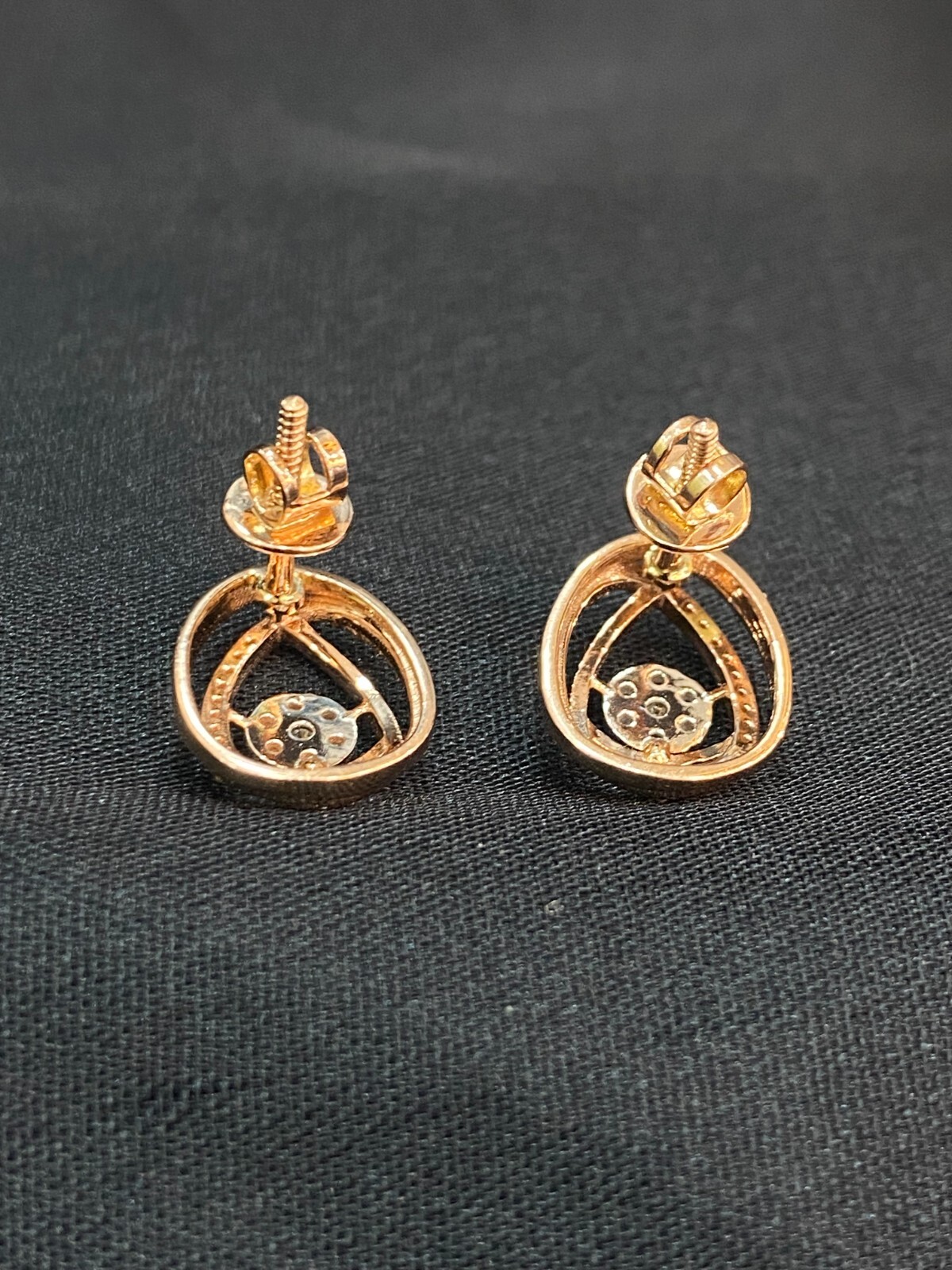 Pave 0.45 Cts Round Brilliant Cut Natural Diamonds Stud Earrings 14K Rose Gold