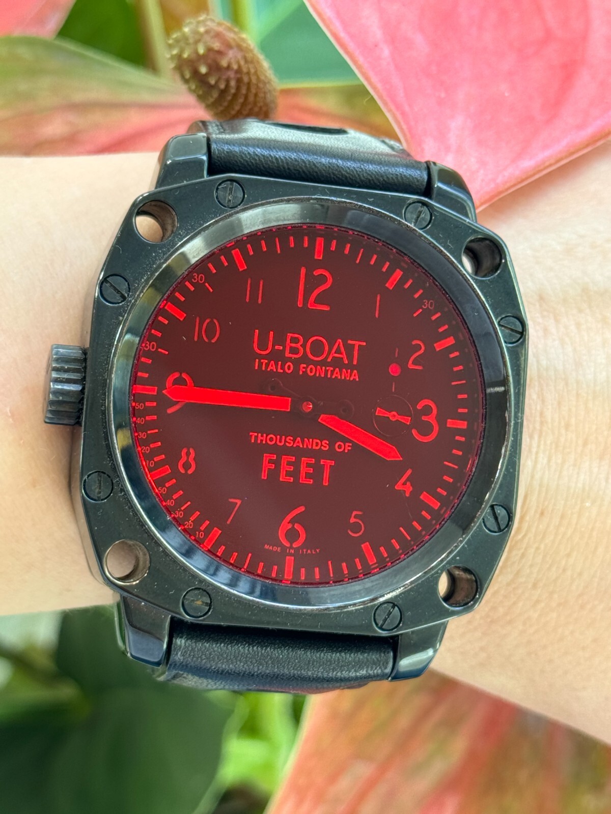 U-Boat Italo Fontana Watch Thousands of Feet Manual Mens 50mm Red Made in Italy