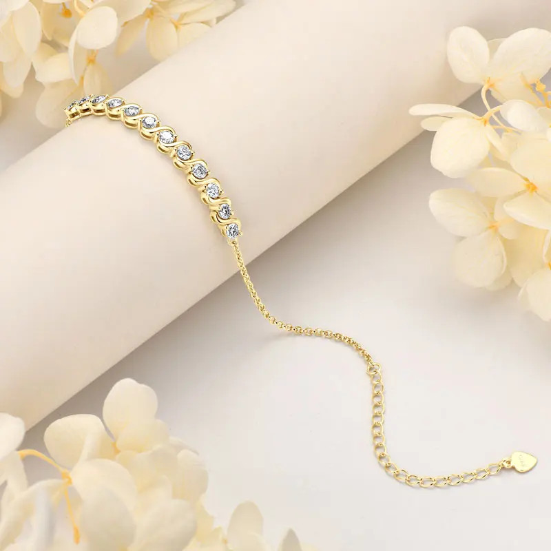 1.2ct Round Cut Lab‑Created Diamond Test Pass 16.5-21.5cm Chain Bracelet