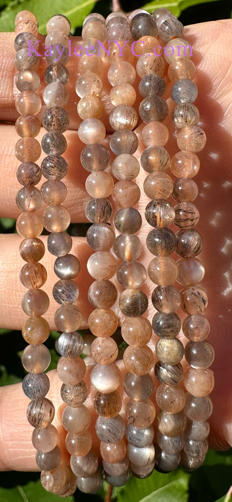 Wholesale Lot 6 Pcs Natural Black Moonstone 4mm 7.5” Crystal Stretch Bracelet