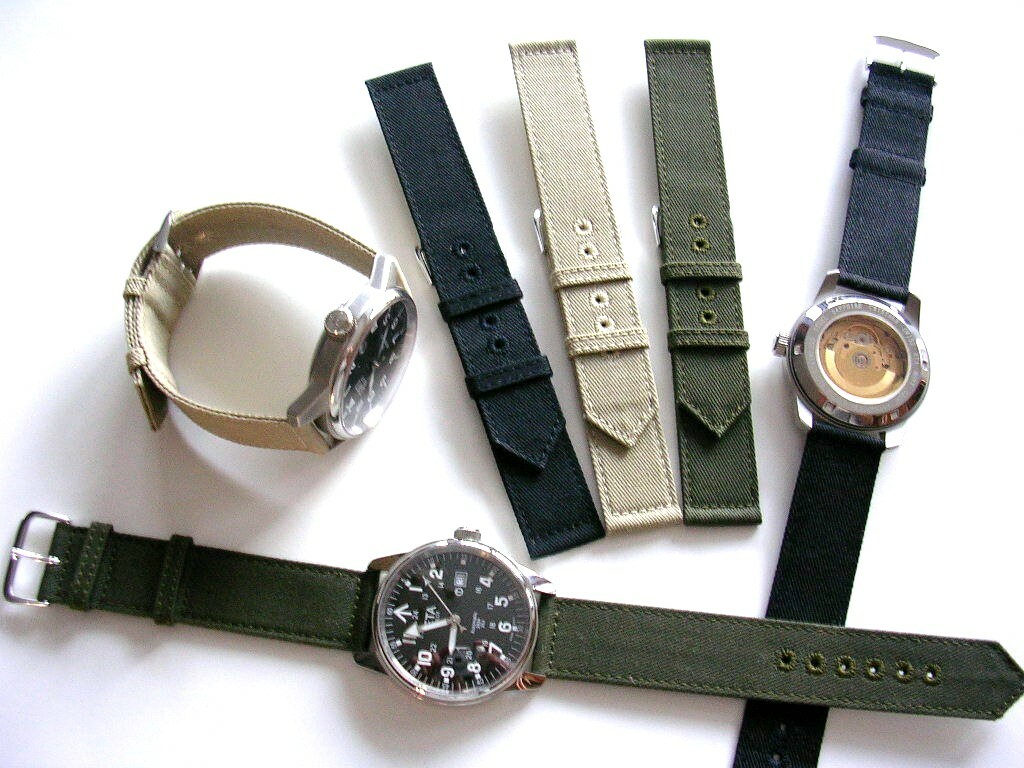 NATO® 2pc WWII Canvas Military army MoD watchband OEM Combat strap IW SUISSE USA