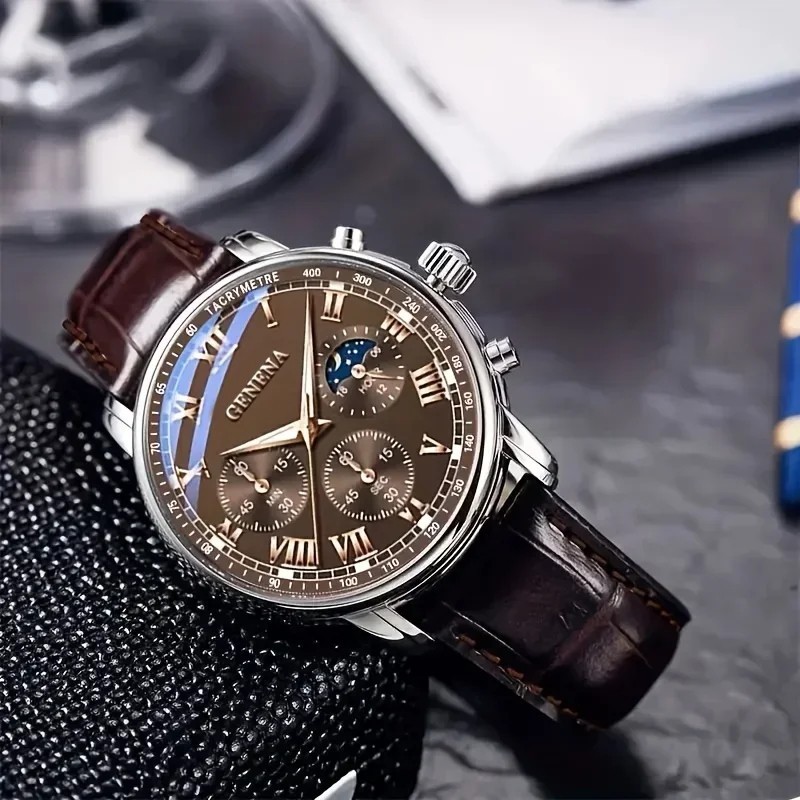 Luxury Men’s Business Quartz Watch Brown Leather Casual Wristwatch Best & Good