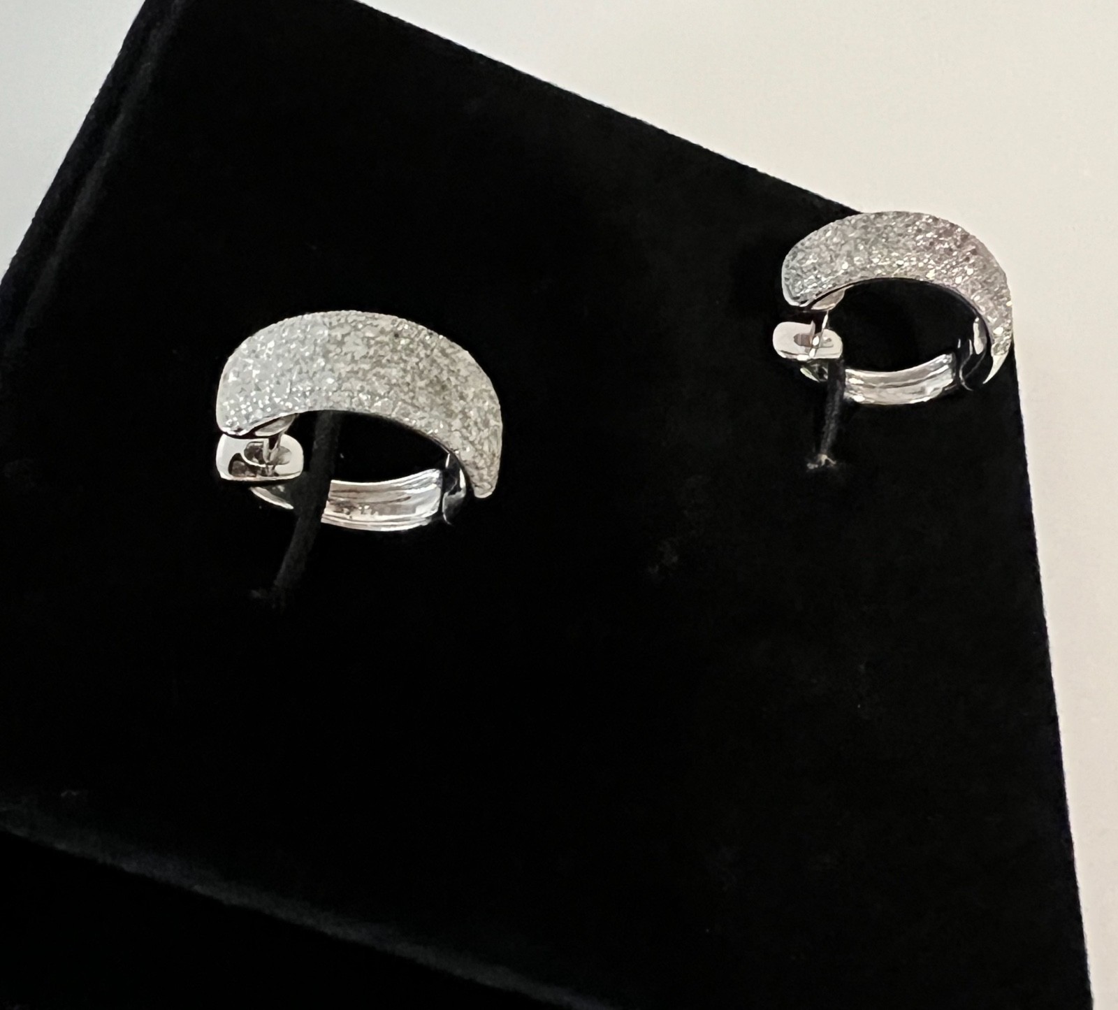 Effy 14K White Gold Pave Diamond Huggie Earrings