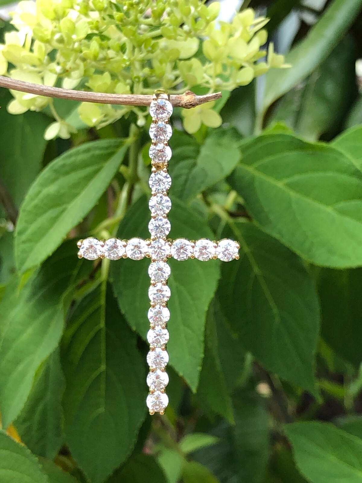 Men 925 Sterling Silver CZ Long Tennis Cross Pendant Gold Cross 1.77″/2.36″