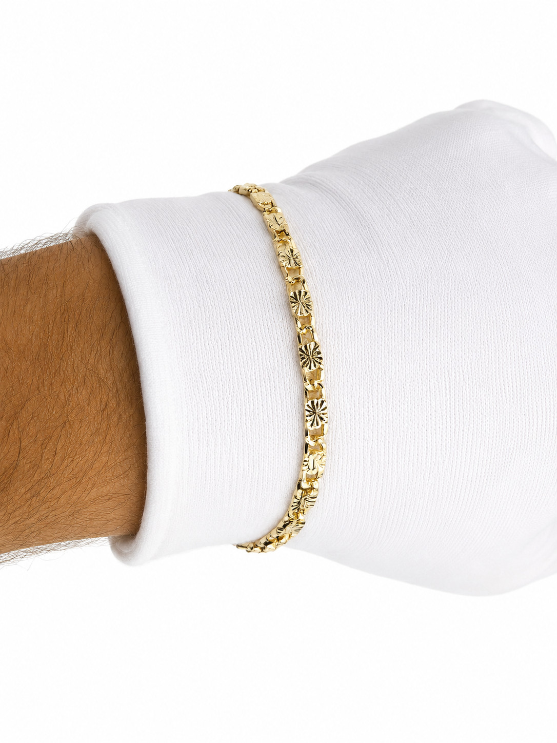 Real Italian 1/200 14K Yellow Gold Overlay Oro Mariner Link Bracelet