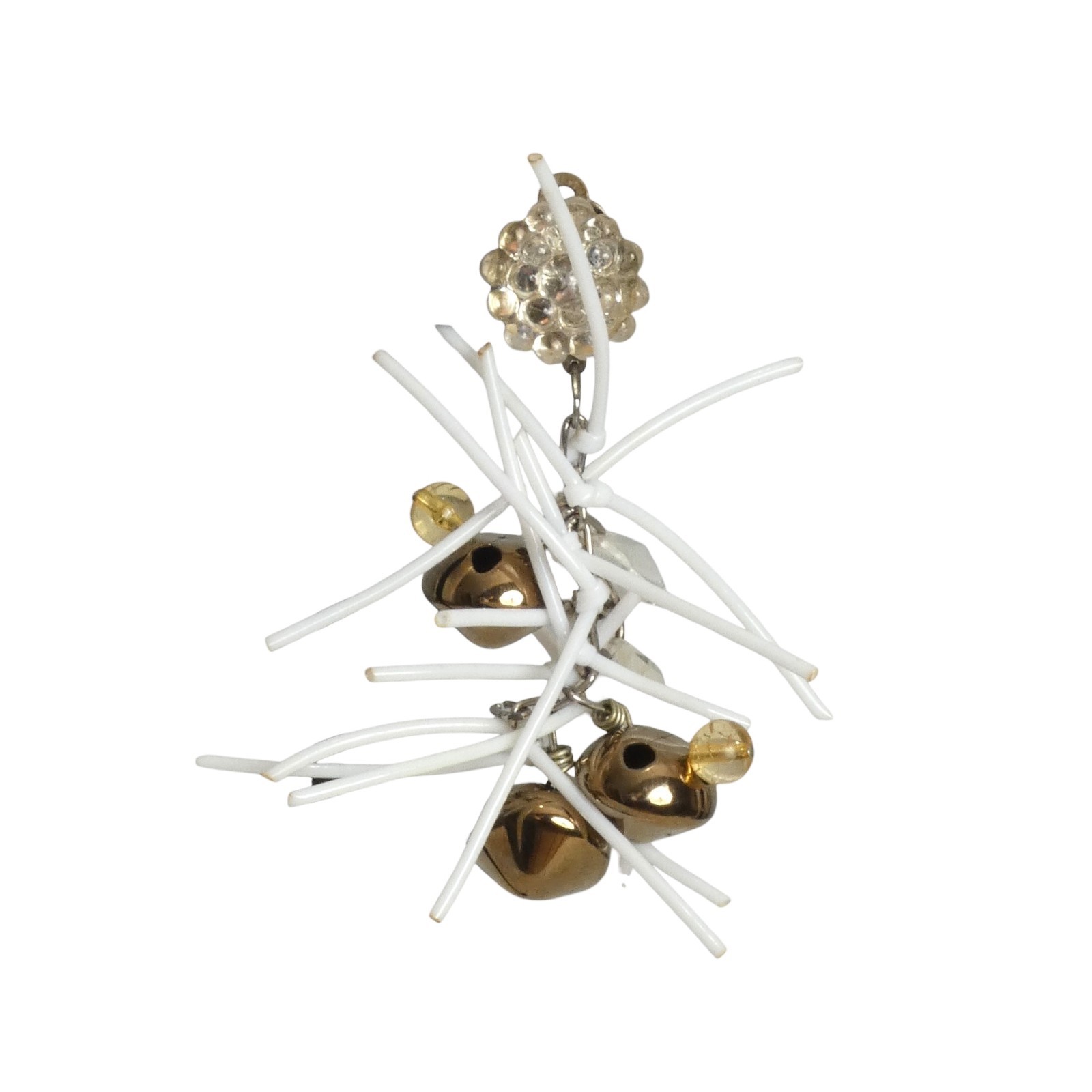 PIERRE CARDIN – 1985 White & Gold Bead Fringe Single Earring