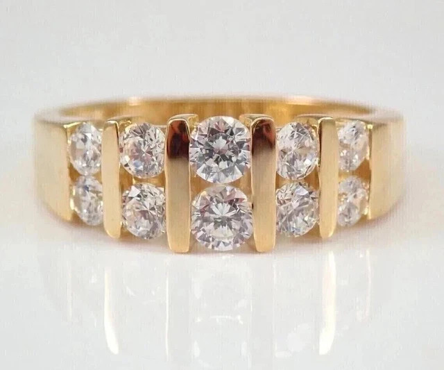 2.00CT Round Cut Lab Created Diamond Men Wedding Ring 14K Yellow Gold Plated