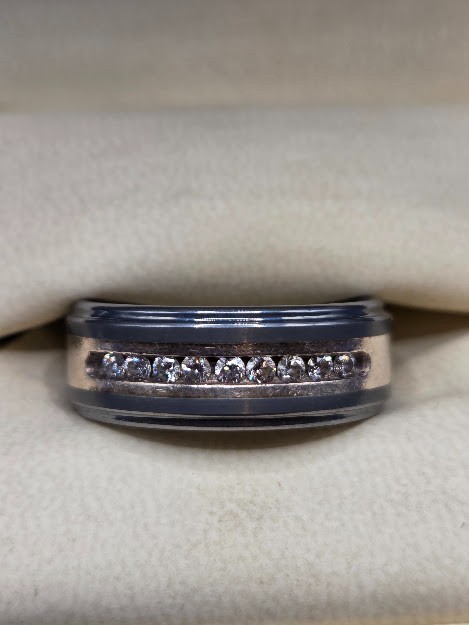 Men’s Size 8 Wedding Ring 9 Diamonds Triton Tungsten Carbide .925 Get it first