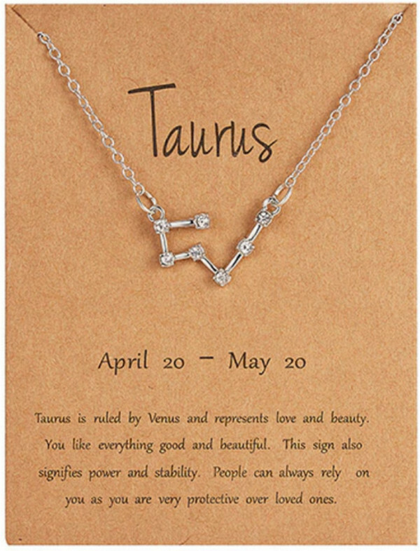 Bling Rhinestone Constellation Zodiac Sign Pendant Necklace 17″+2″ extender NIP