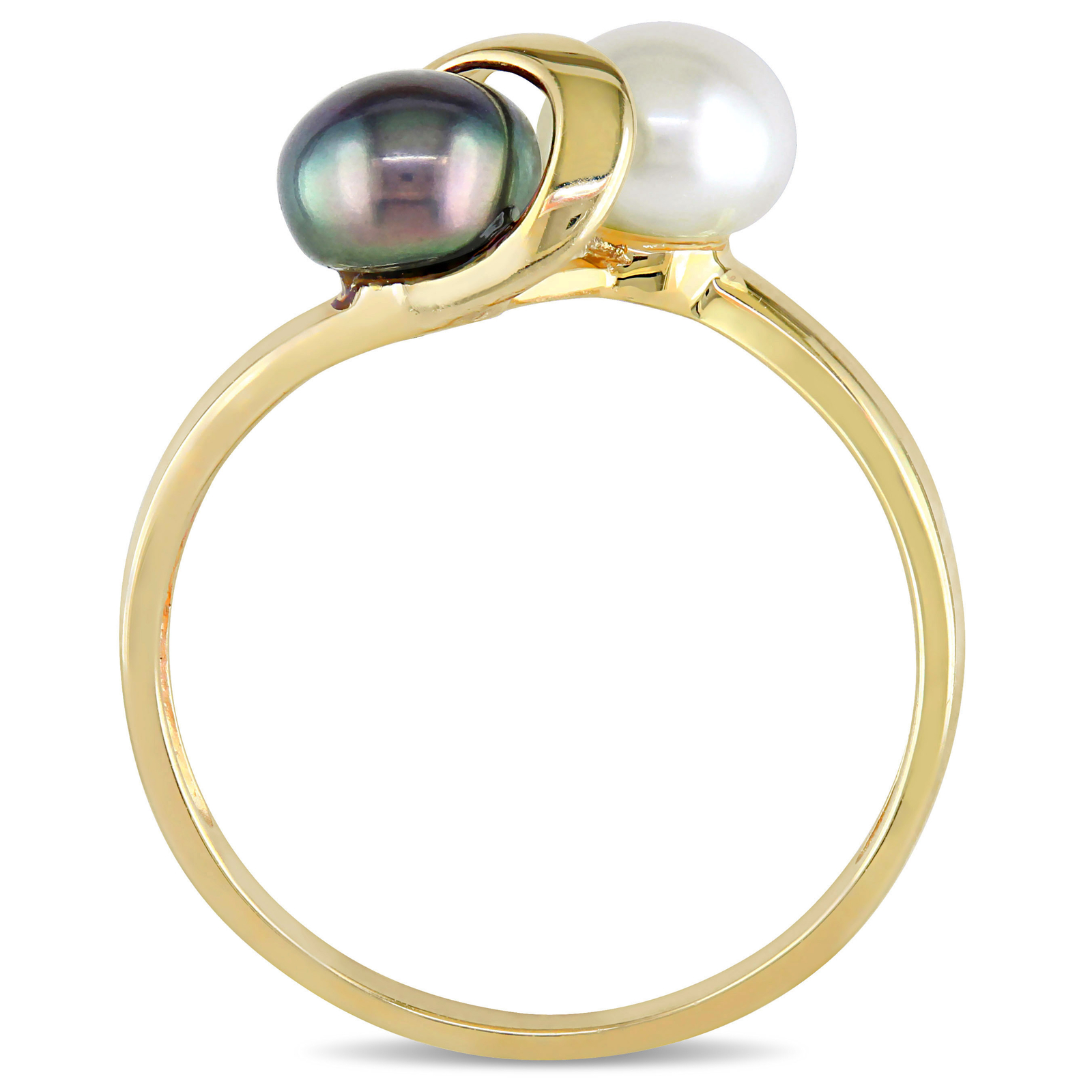 Amour 10k Gold Black & White Cultured Freshwater Pearl Ring