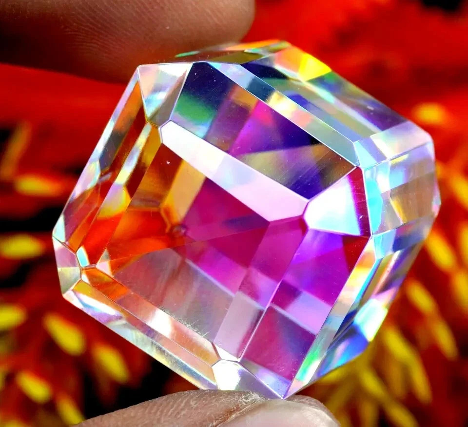 50.00 Ct+ Natural Cube Cut Rainbow Color Mystic Quartz Loose Gemstone AAA+