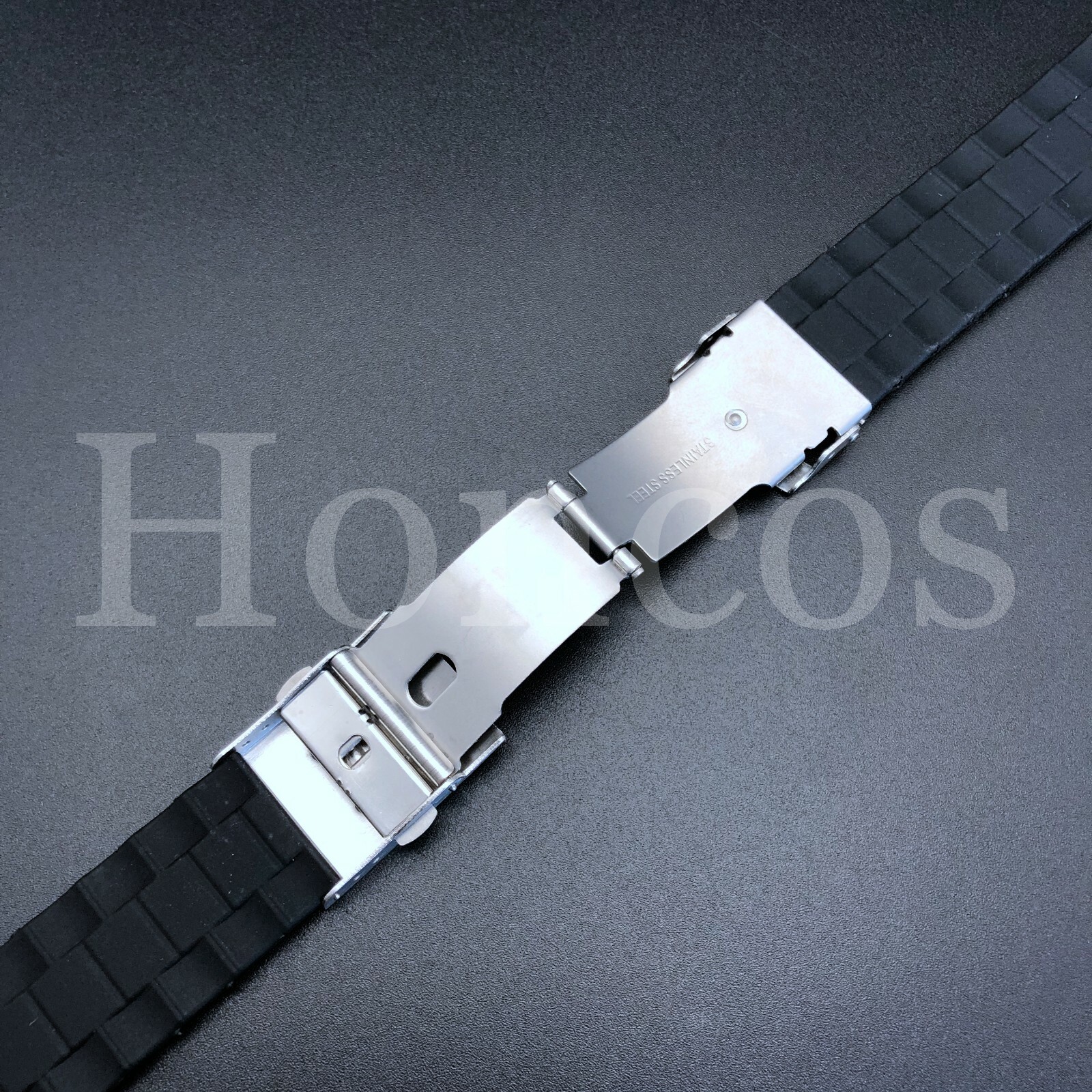 22MM BLACK SOFT SPORT SILICONE REPLACEMENT WATCH BAND Divers Style US SELLER