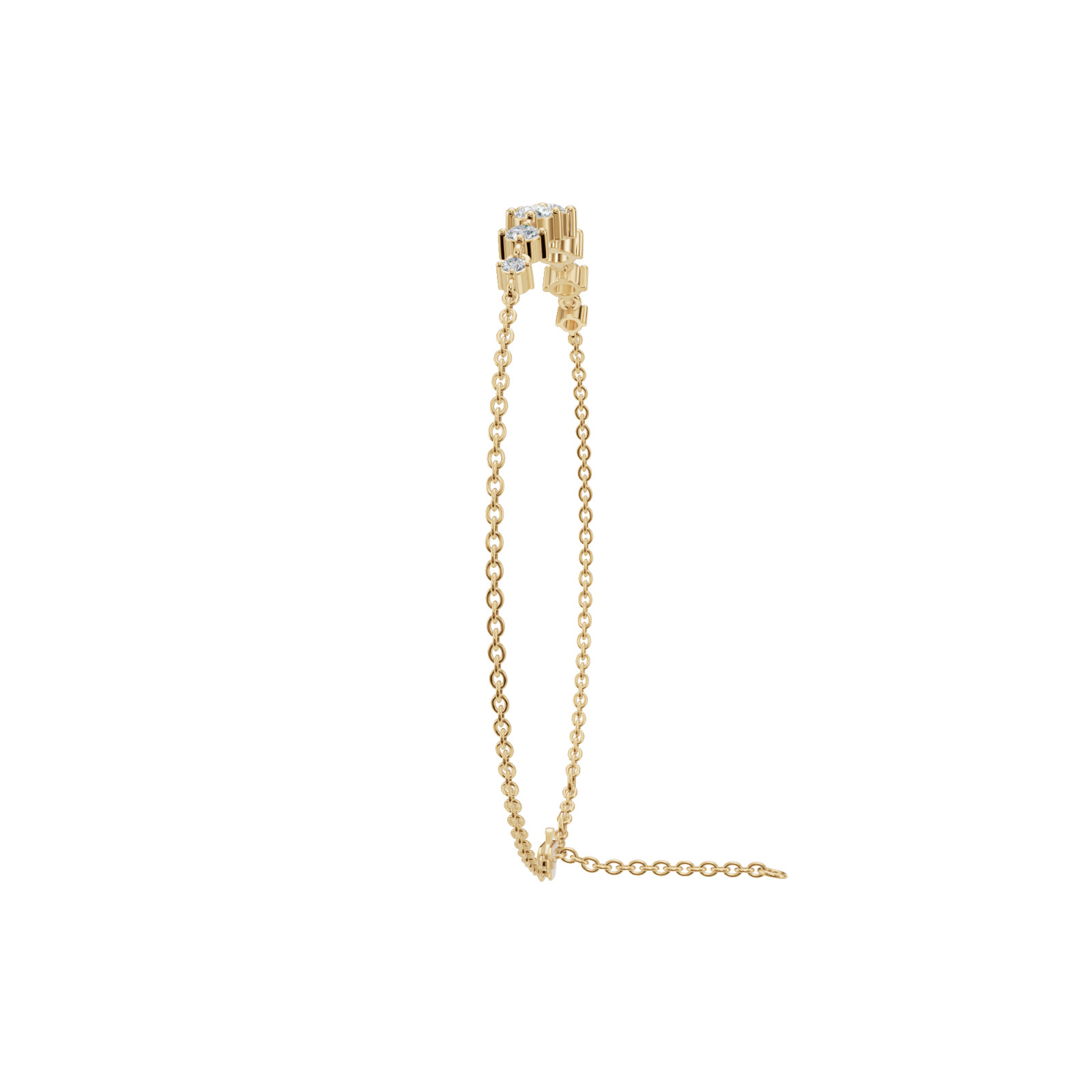 1.00 CT Luna Cascade Round Lab Grown Diamond Minimalist Dainty Chain Bracelet