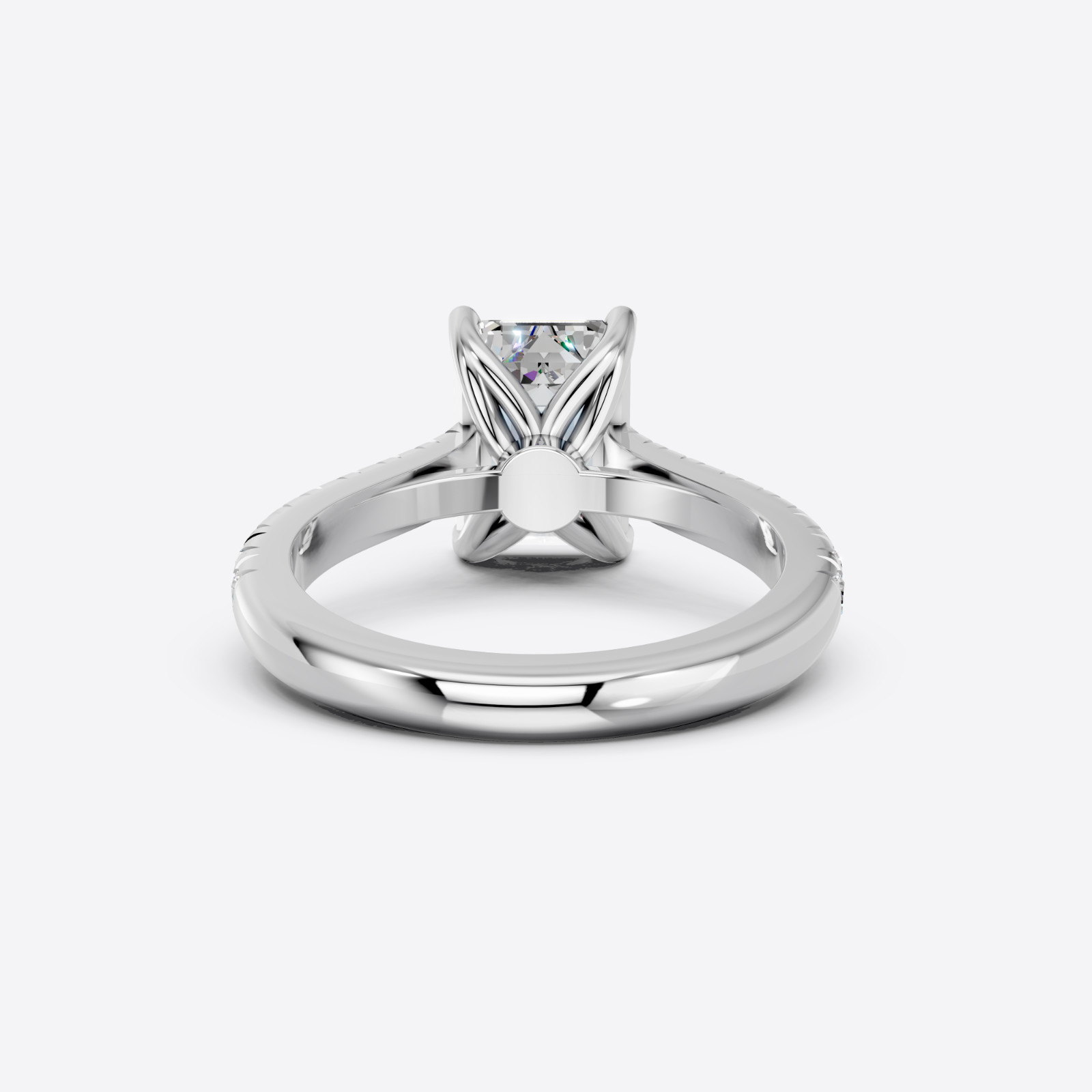IGI 3.17 CT F VS1 Emerald Cut Lab Grown Diamond Engagement Ring 14k White Gold