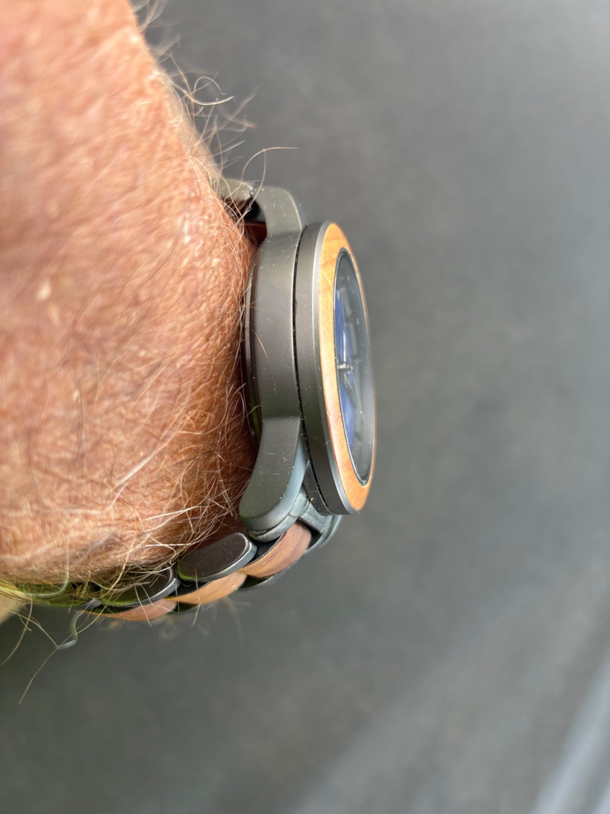Mens’ Holzkern watch with Blue stone dial & wood and gunmetal bracelet