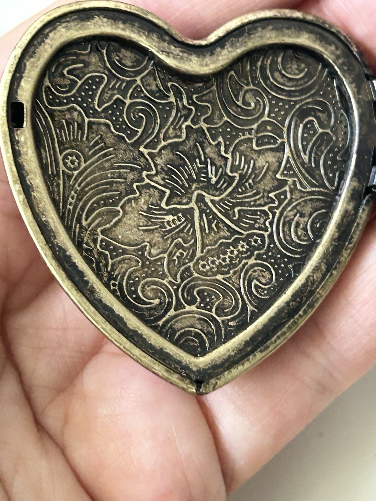 Betsey Johnson Enameled French Bulldog Dog Heart Locket Charm Necklace Signed