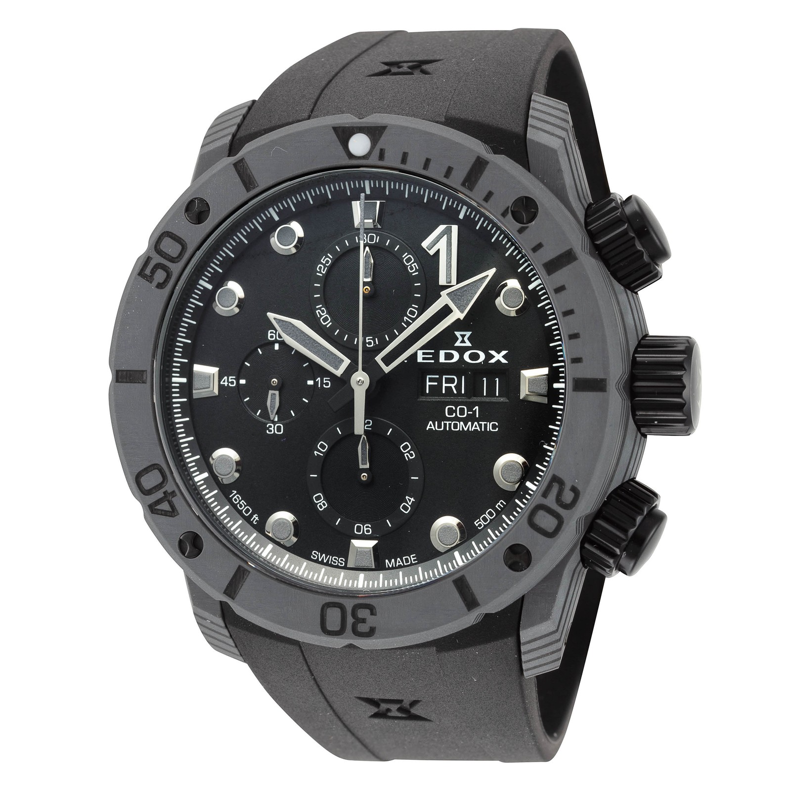 Edox Men’s CO-1 45mm Automatic Chronograph Watch 01125-CLNGN-NING