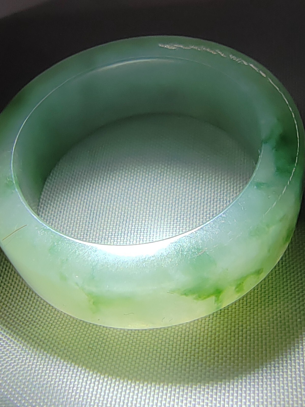 Ice Bluish Green Natural Jadeite Jade Band Ring # US SIZE 13.5 # 22.60mm