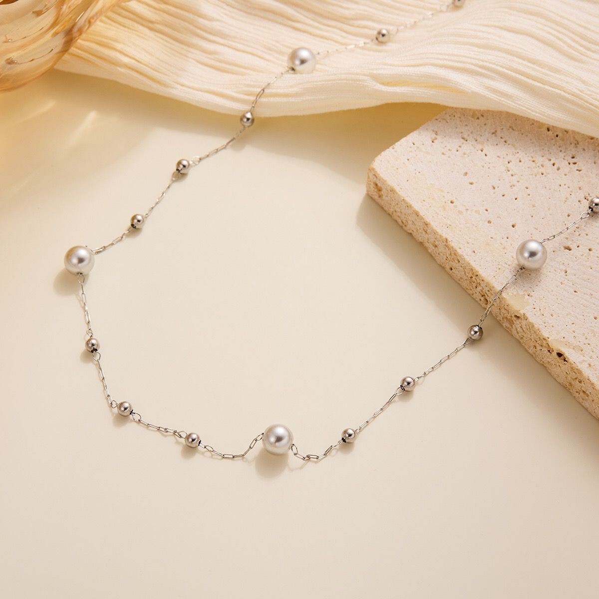 2 Colors Woman 18k Gold Plated Pearl Beaded Tassel Charm Chain Necklace/Bracelet