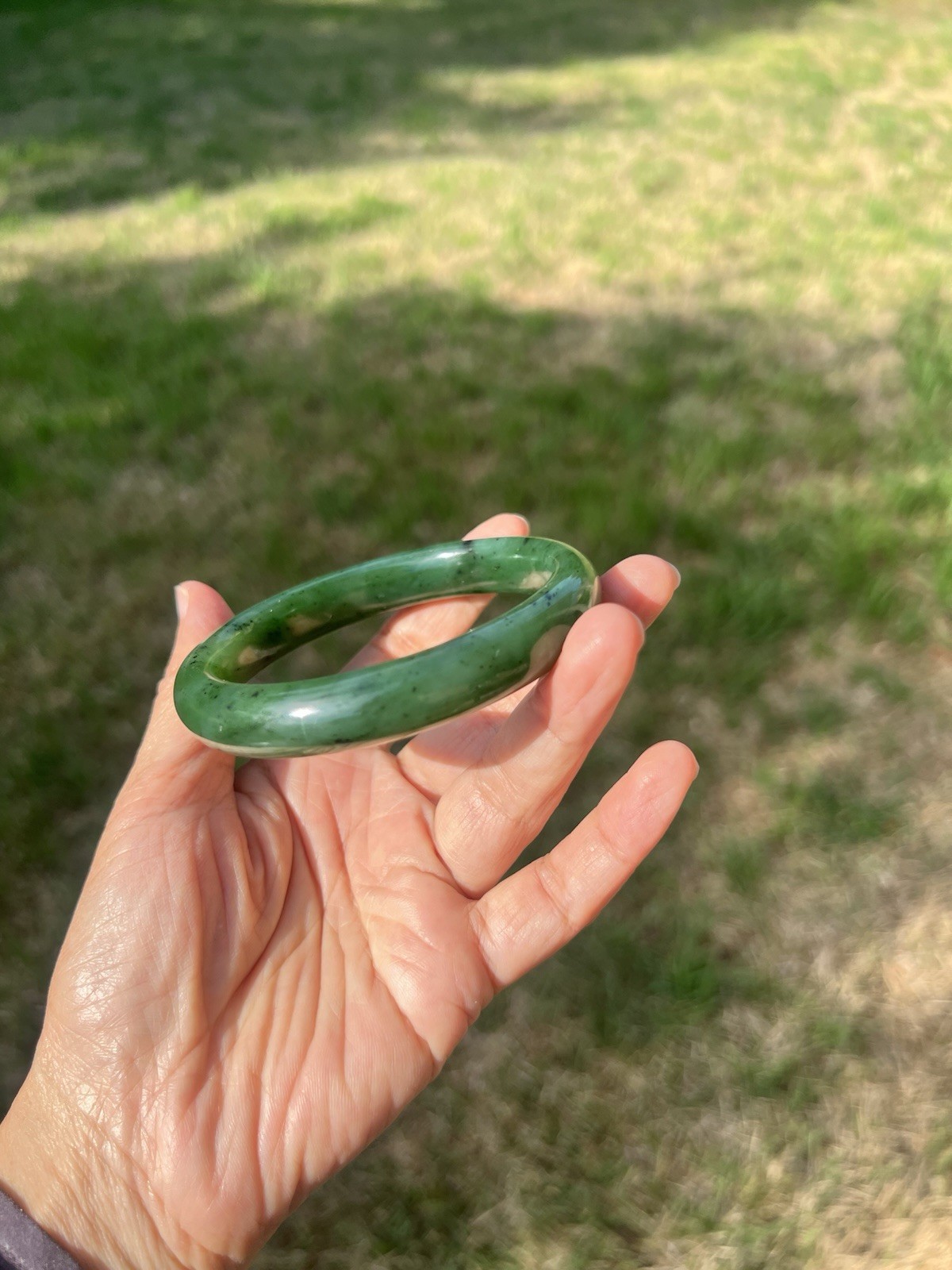 XXL 63.5mm Genuine Green Nephrite Jade Bangle Bracelet B729 2