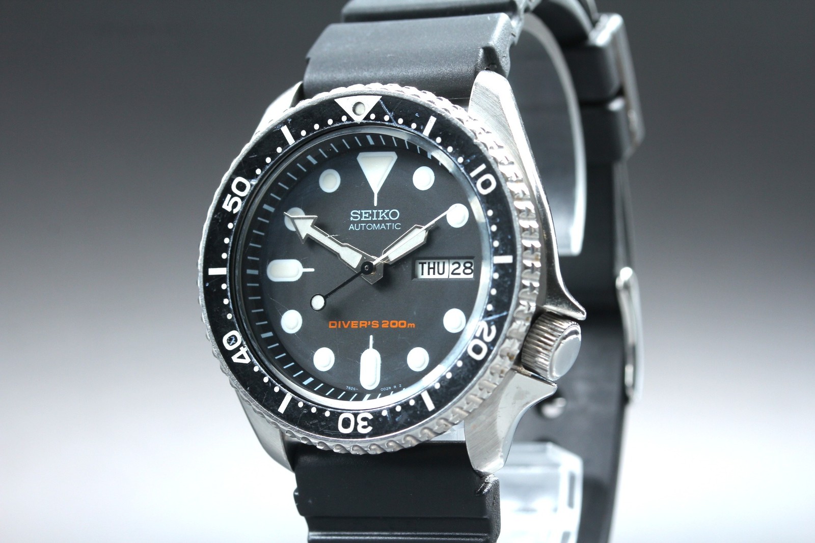 [Near MINT] Seiko 7S26-0020 SKX007 Black 200mm Divers AT Men’s Watch From JAPAN
