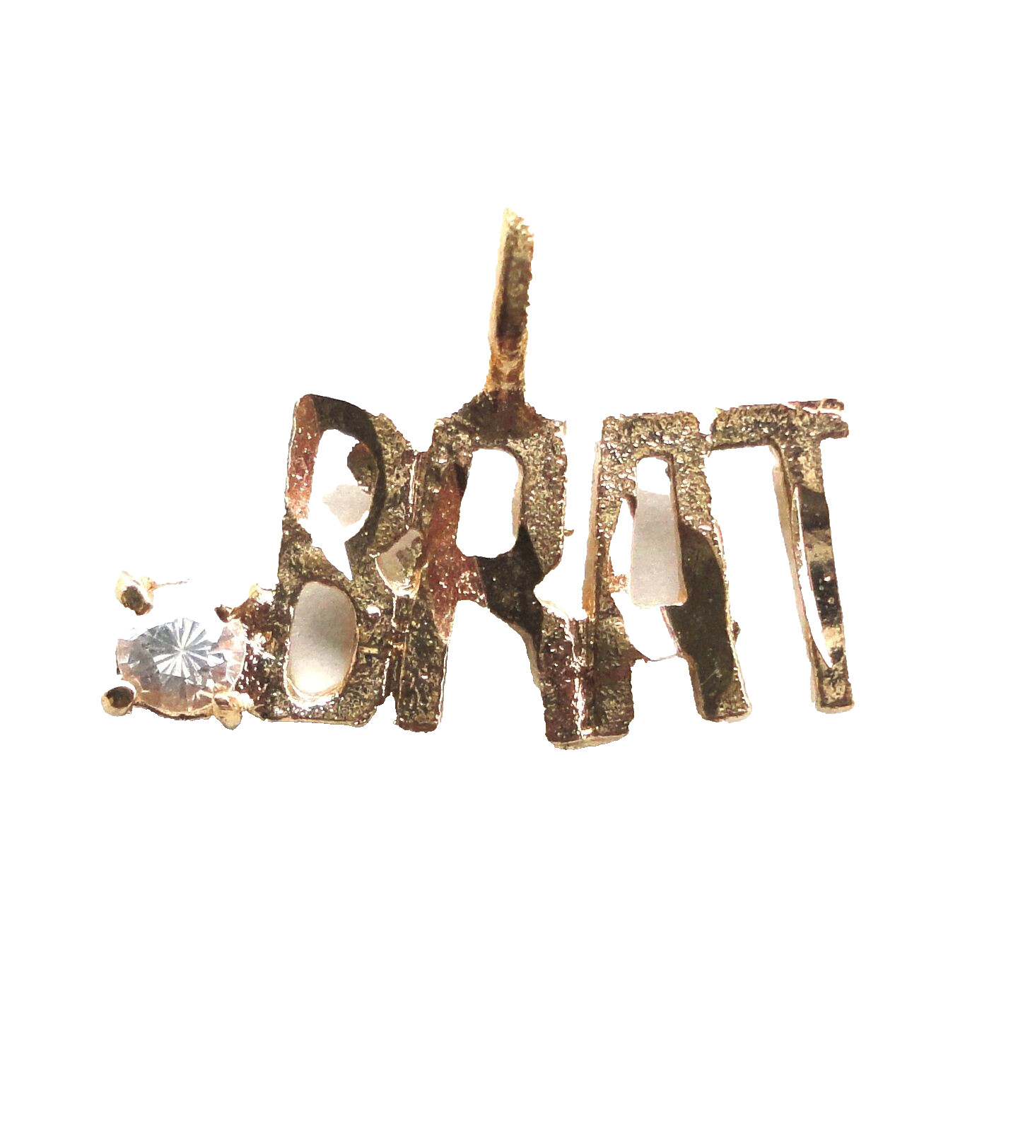 Word Pendant BRAT Gold Plated Charms Cubic Zirconia For Necklaces And Bracelets