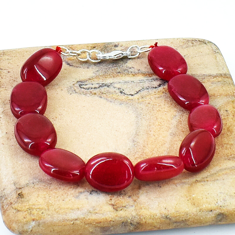 Oval Shape 190.00 Cts Earth Mined 7″ Long Red Ruby Beads Bracelet NK 49E139