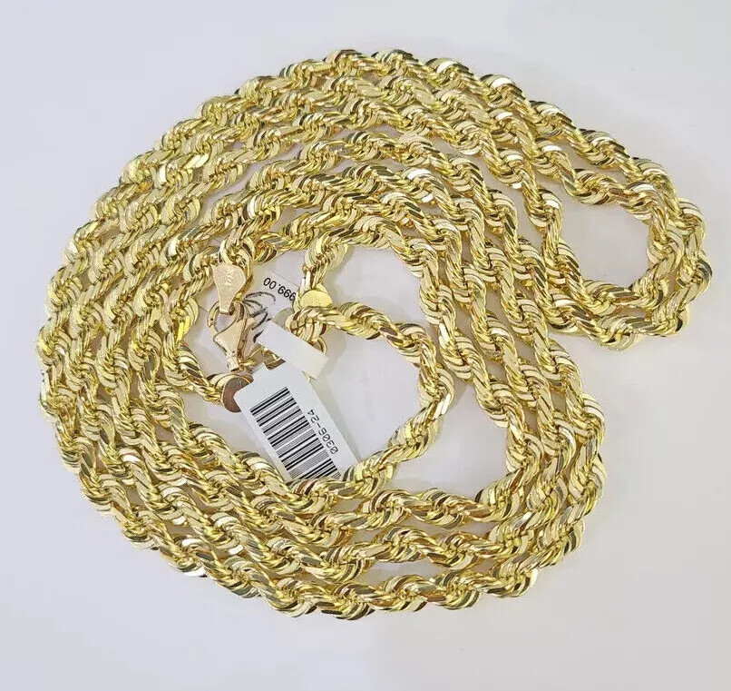 Real 10k Gold Rope Necklace Chain SOLID 6mm 20 22 24 26 28″ Inch