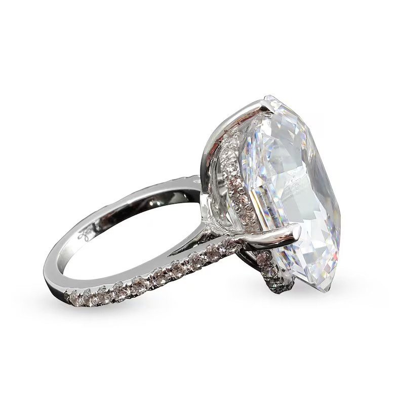 RARE 14.80 Ct Certified Treated White Diamond Solitaire Ring In 925 Silver