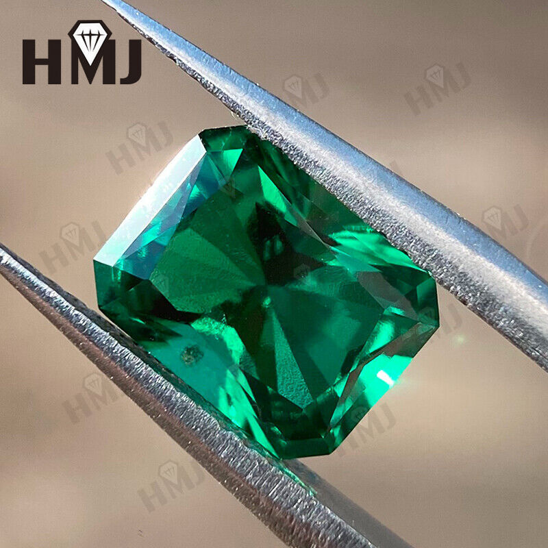 Hand-Cut Lab-Grown Colombian Emerald Emerald Cut Ethical Gemstone AGL Certified