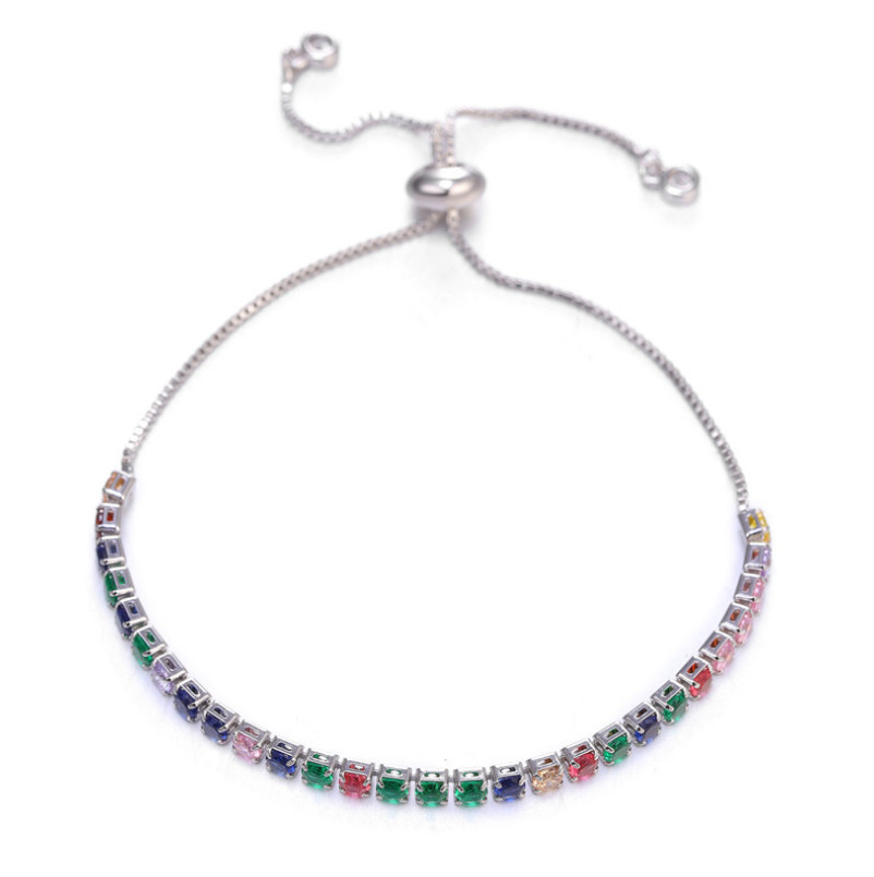 14K Gold Plated 3mm Round Cubic Zirconia Adjustable Slider Tennis Bracelet AC