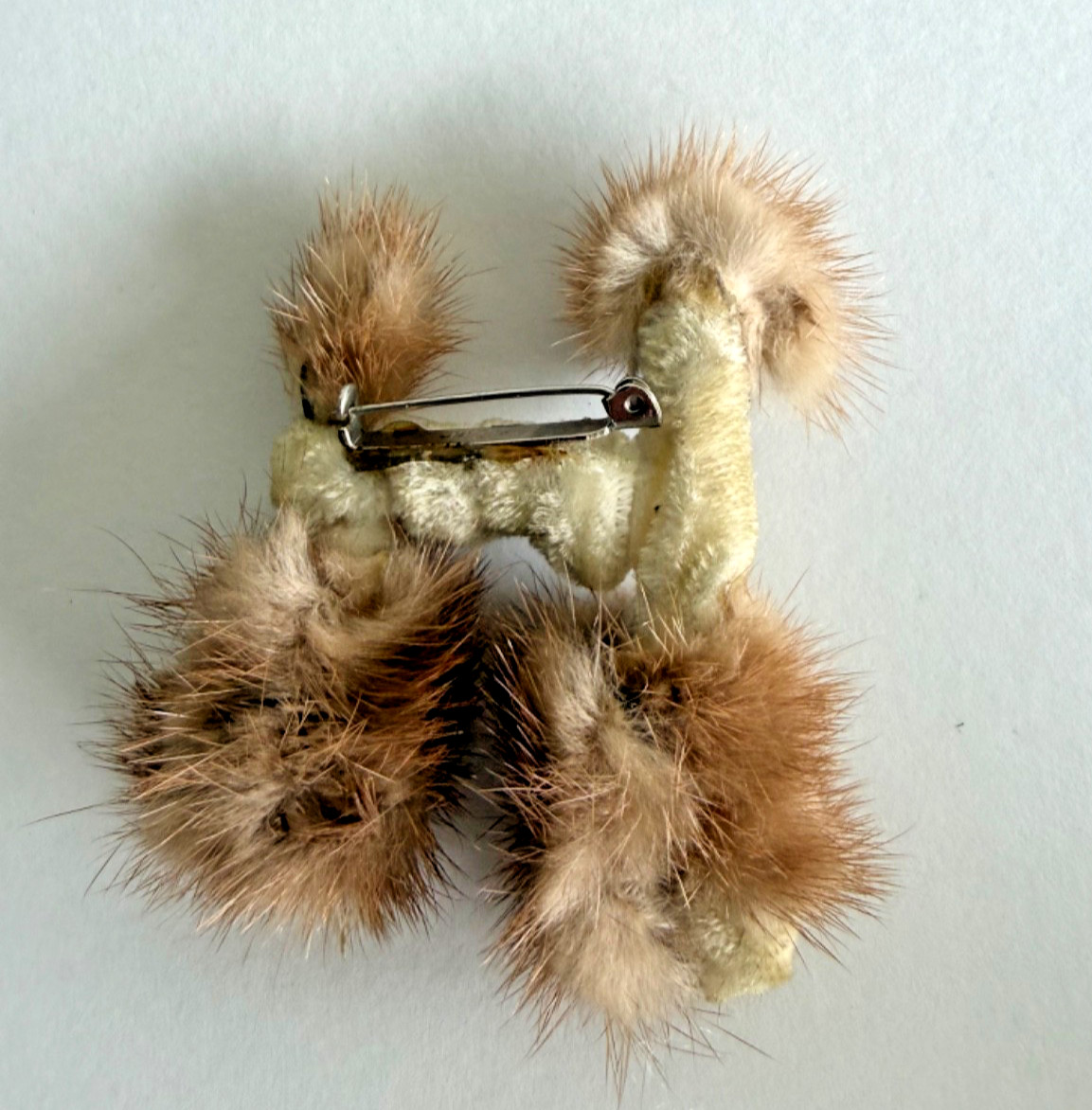 Midcentury MINK Fur and Chenille Poodle Brooch