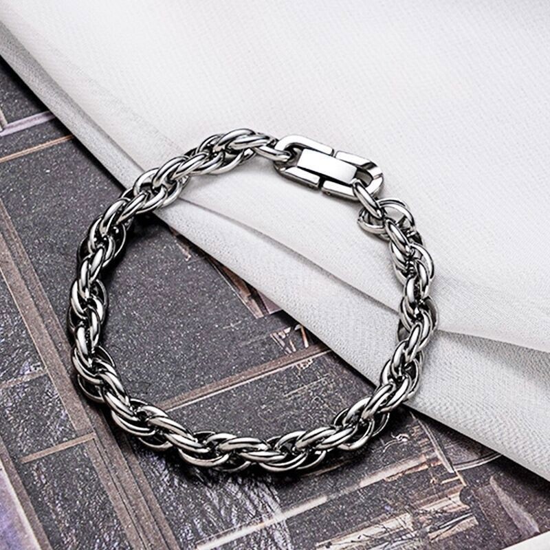 7/10mm Man Woman Stainless Steel Braided Rope Chain Bracelet Bangle Cuff