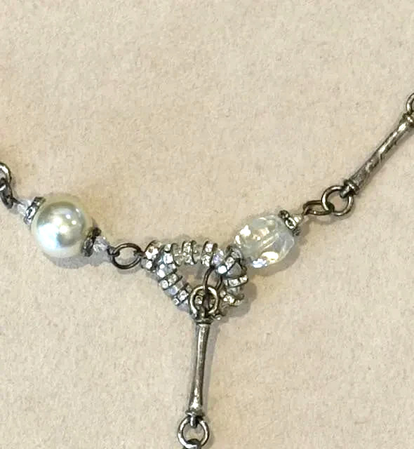 Murano Glass Lariat Necklace with Pearl Glass from Murano