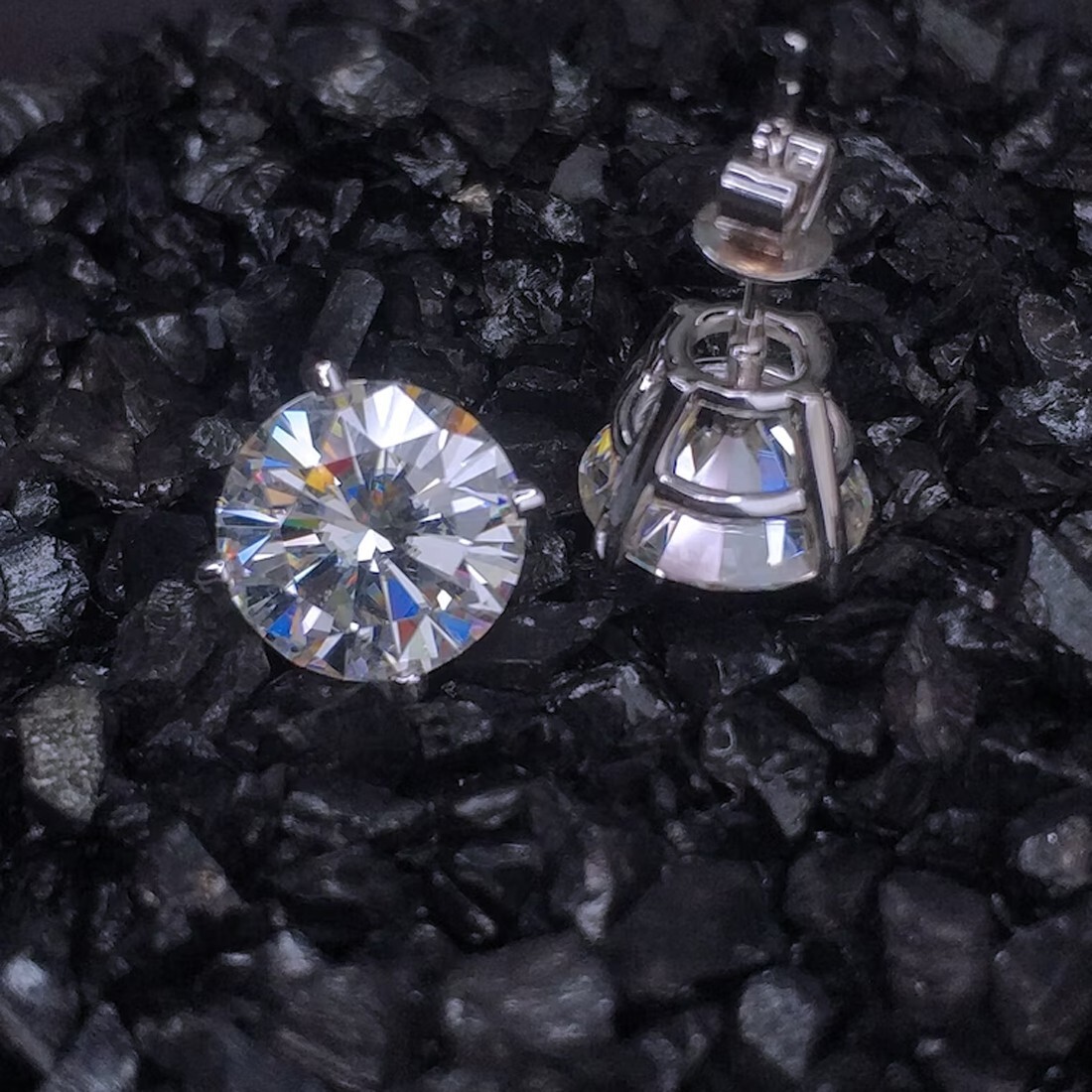 5 Ct Certified Treated Off-White Diamond Solitaire Studs 925 Silver Great Shine