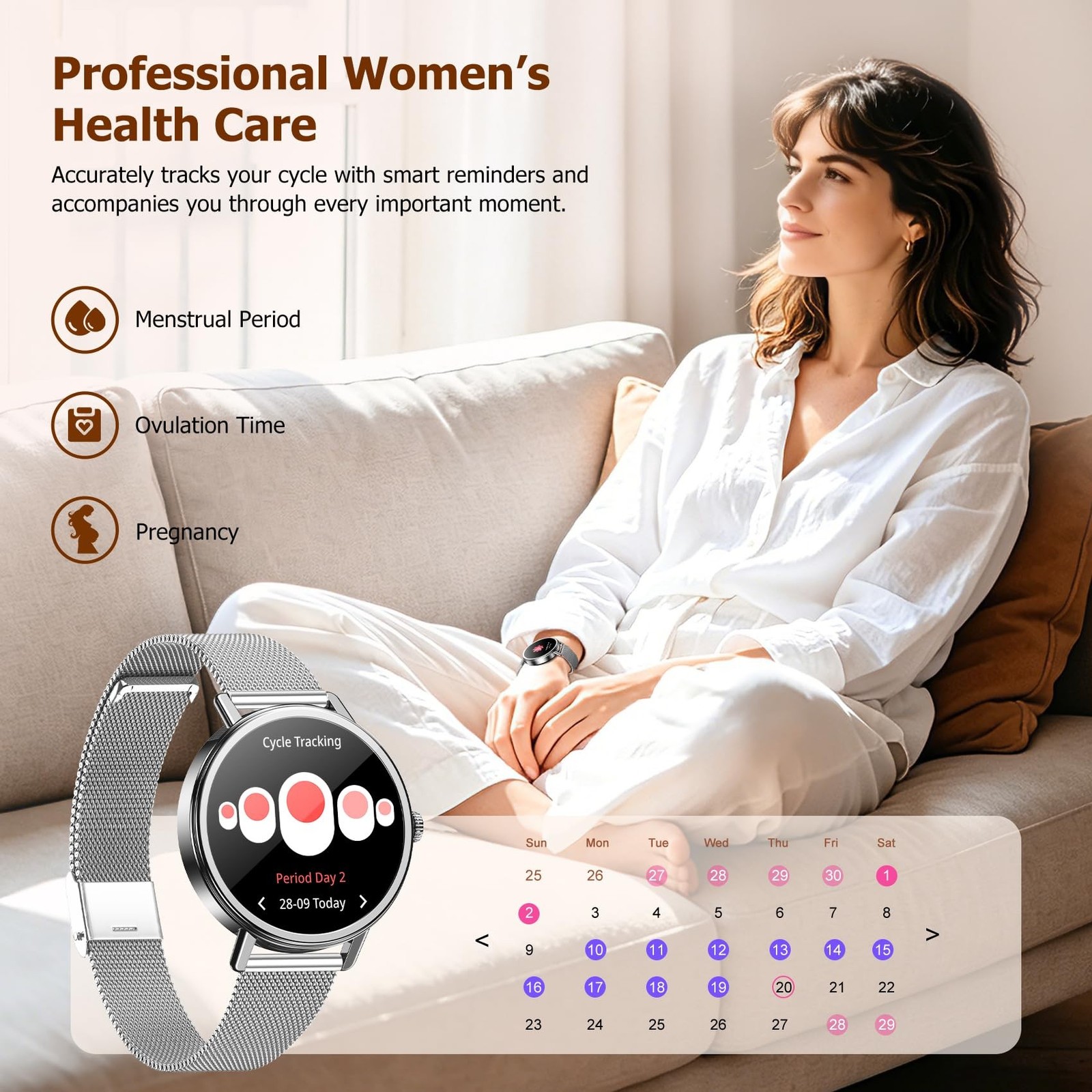 Smart Watch for Women, Answer/Make Call, 1.26″ AMOLED Touchscreen Fitness Tra…