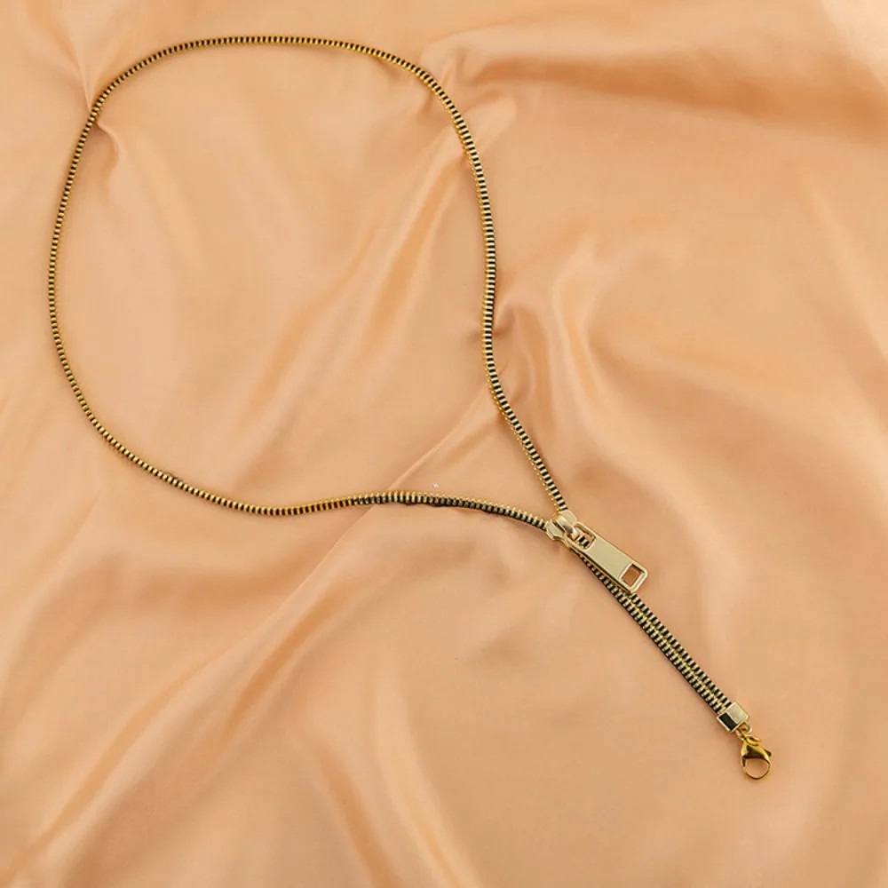 Jewelry Choker Zipper Necklace Hip-hop Punk Pull-able Zipper Sweater Chain Trend
