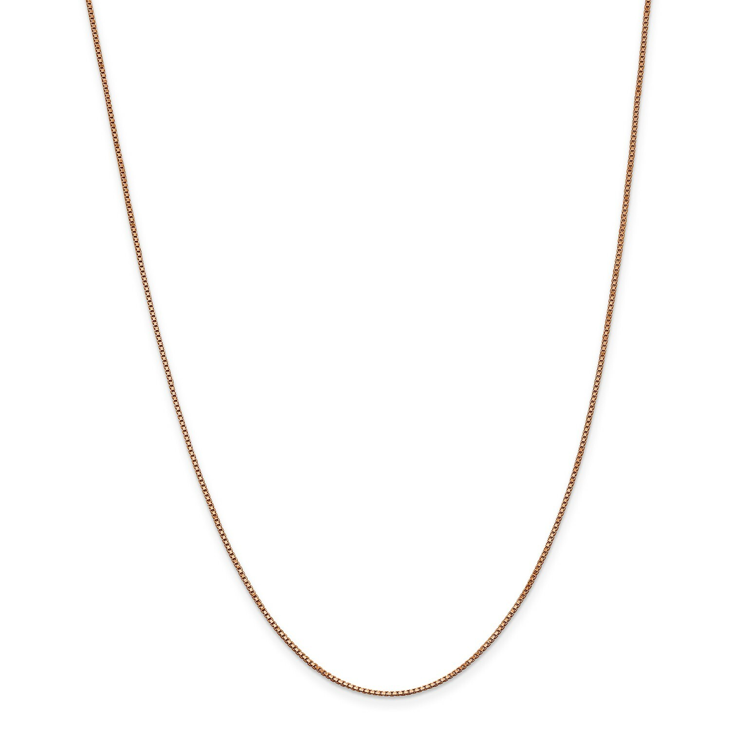 14k Rose Gold 1mm Solid Plain Box Link Chain w/ Lobster Clasp 16″ – 30″