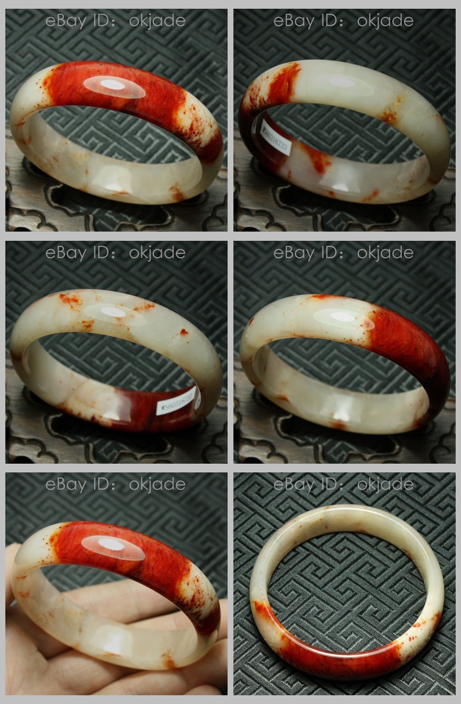 61mm Certified Beautiful Natural Grade A Red White Xiu Jade Bangle Bracelet 551