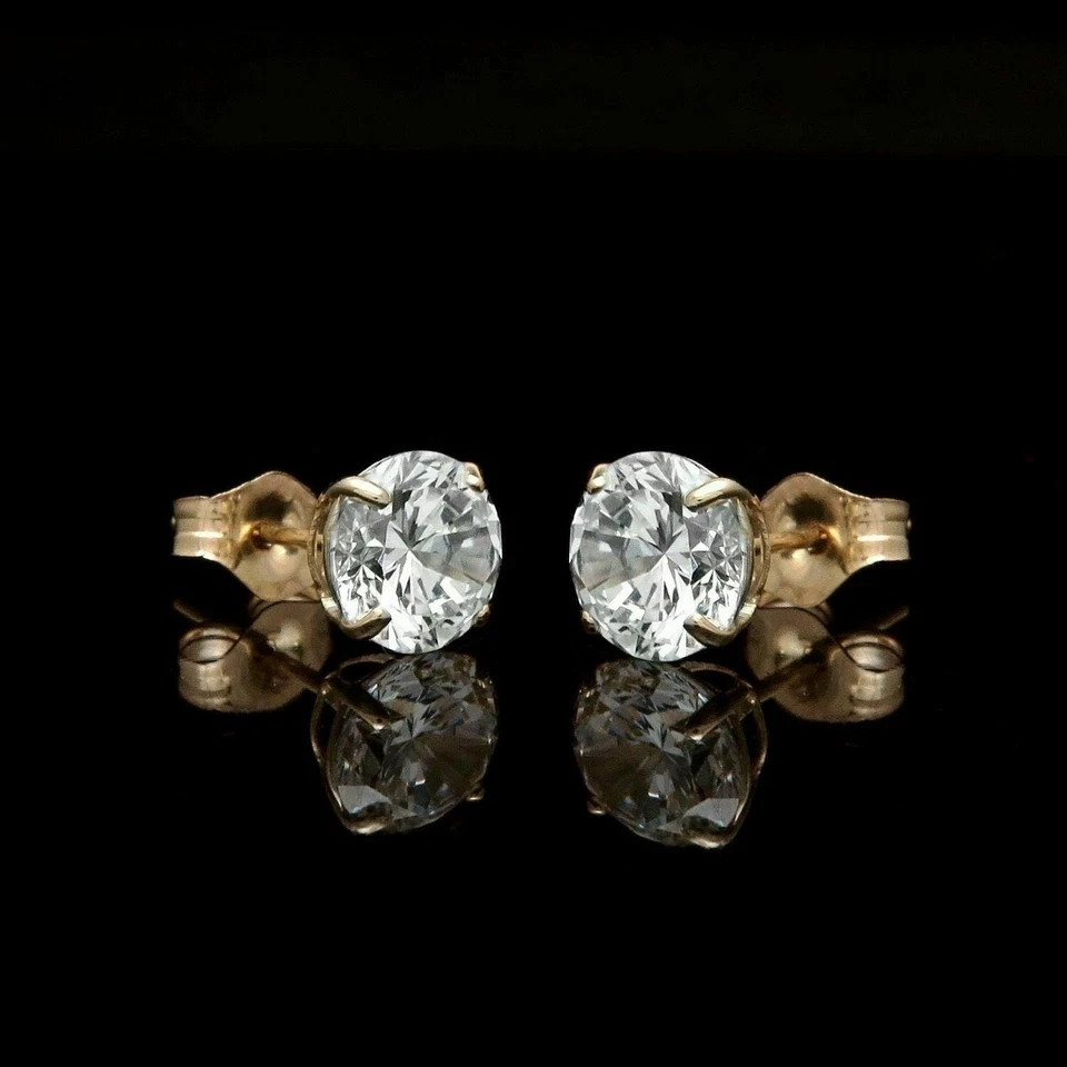 2Ct Round Lab-Created Diamond Brilliant Solitaire Earrings 14K Yellow Gold Over