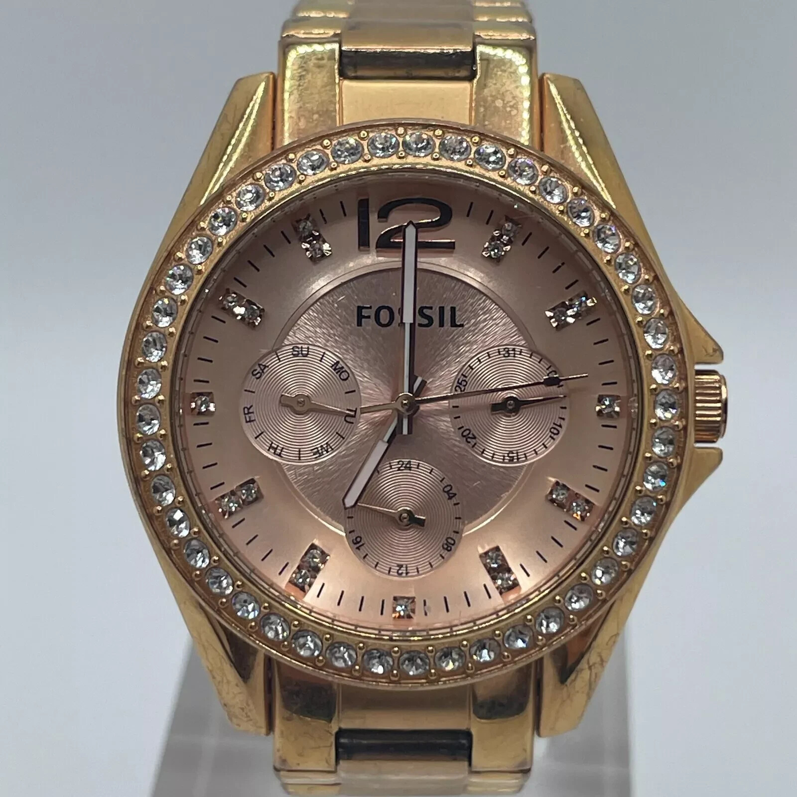 Fossil Riley Watch ES2811 Womens Day Date 38mm Case Quartz Three Hands