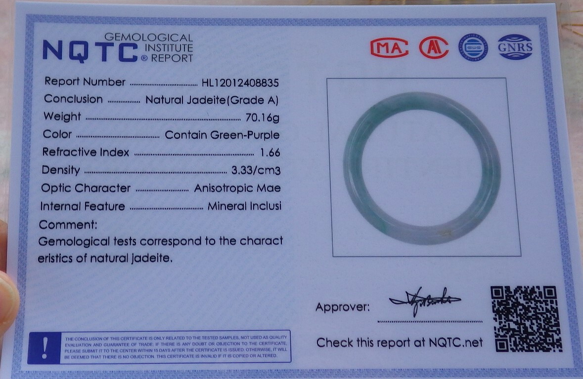 Video Certified Green 100% A JADE Jadeite Circle Bangle Bracelet 69mm 684861 AS