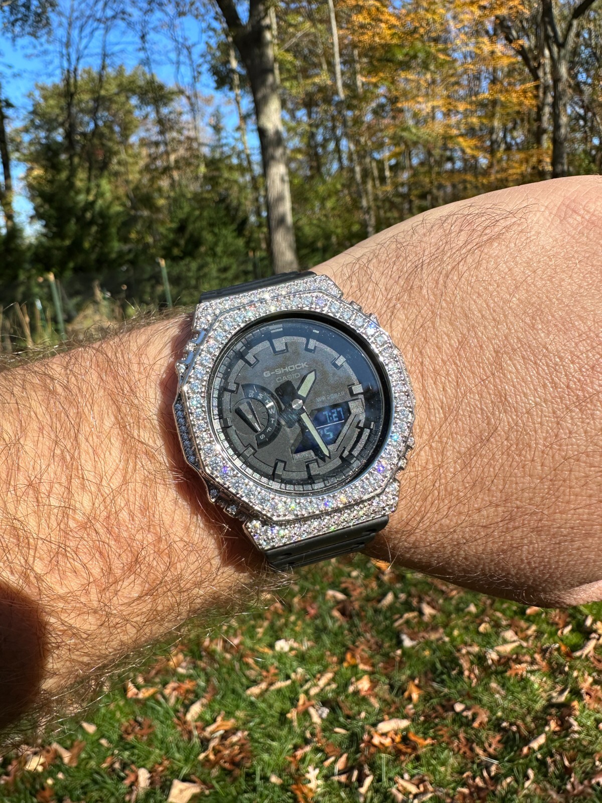 MOISSANITE Real 925 Silver Iced Casio G Shock GA-2100 Hip Hop Watch & Extras