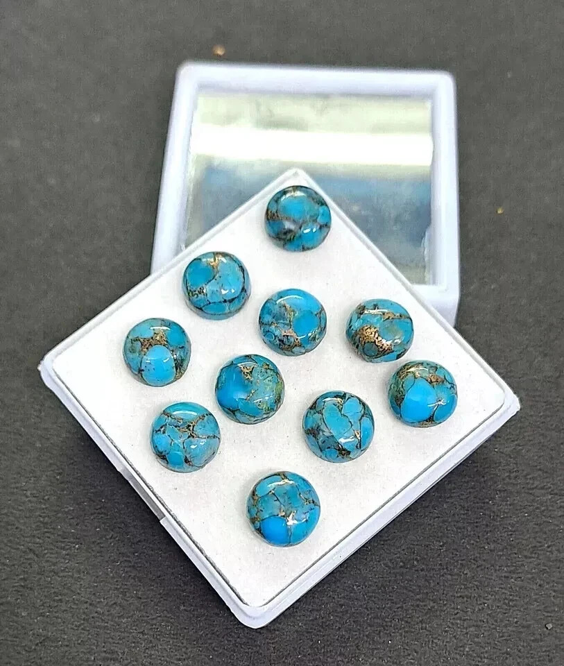 AAA+ Blue Copper Turquoise Smoth Round Shape Loose Gemstone