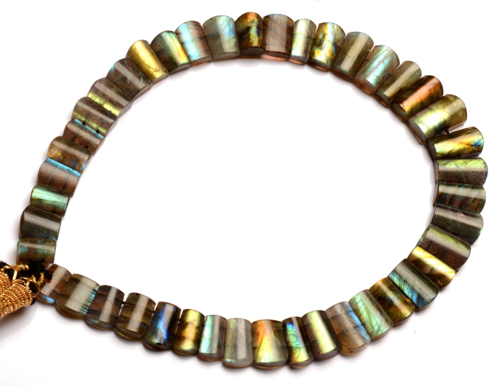 Rainbow Fire Labradorite 11-20mm Faceted Cut Beads Adjustable Length Necklace